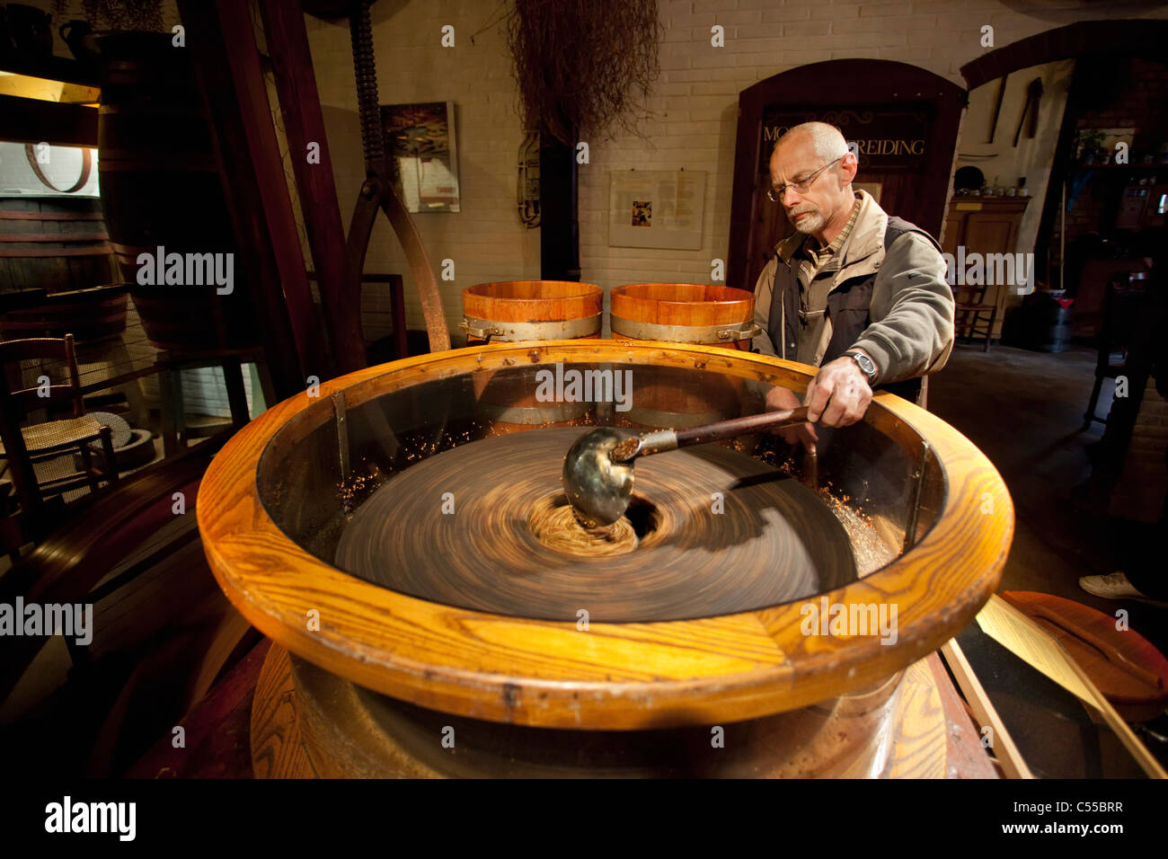 The Netherlands, Doesburg, Mustard museum. Making mustard Stock Photo