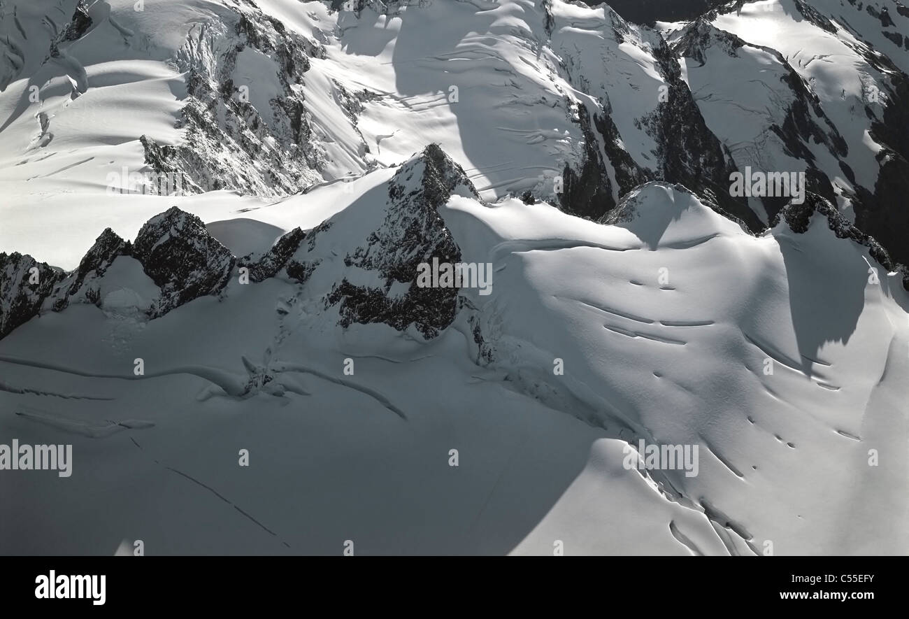 Aerial view of a snow covered mountain range, Mt Olympus, Olympic National Park, Washington State, USA Stock Photo