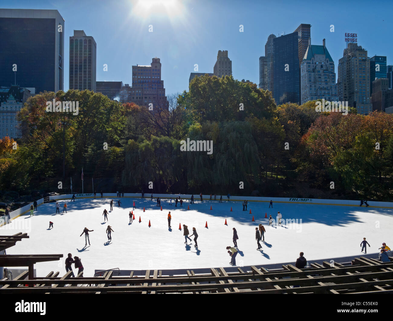 Tourists skating in an ice rink, Wollman Rink, Central Park, Manhattan