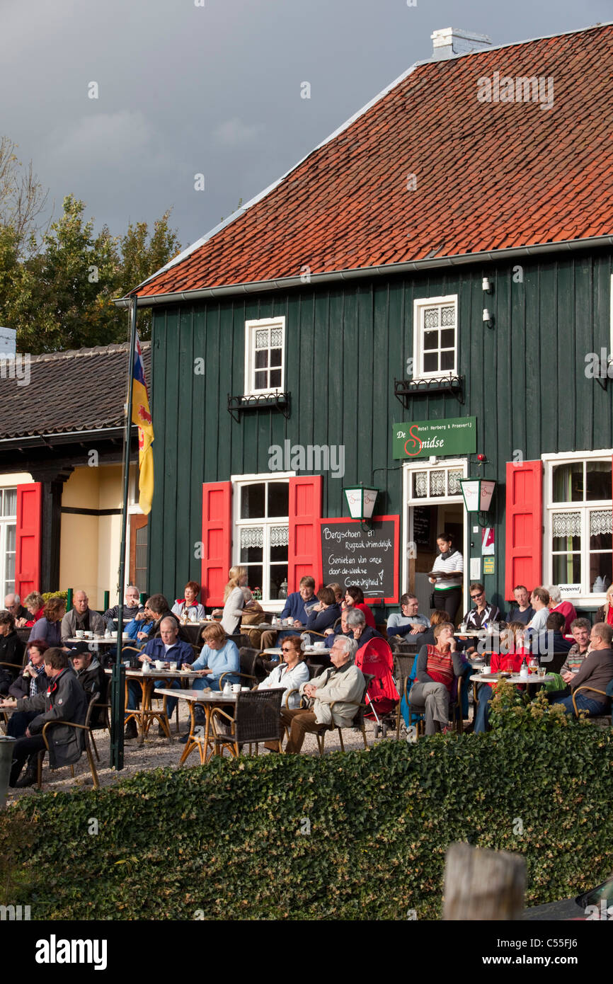 The Netherlands, Epen, Outdoor cafe and hotel called De Herberg. Stock Photo