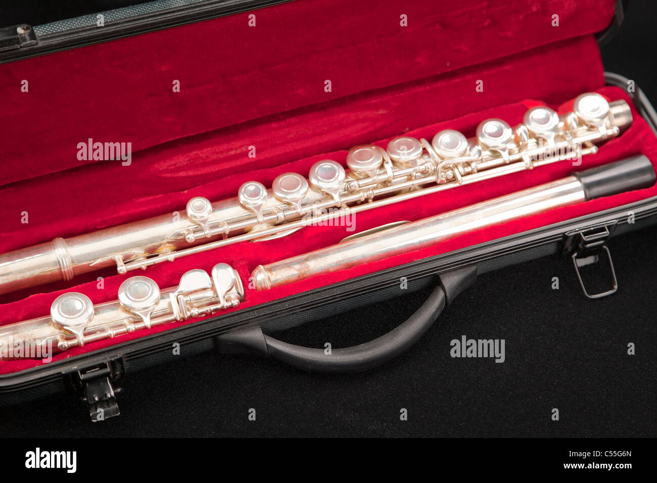Flute in a red case Stock Photo Alamy
