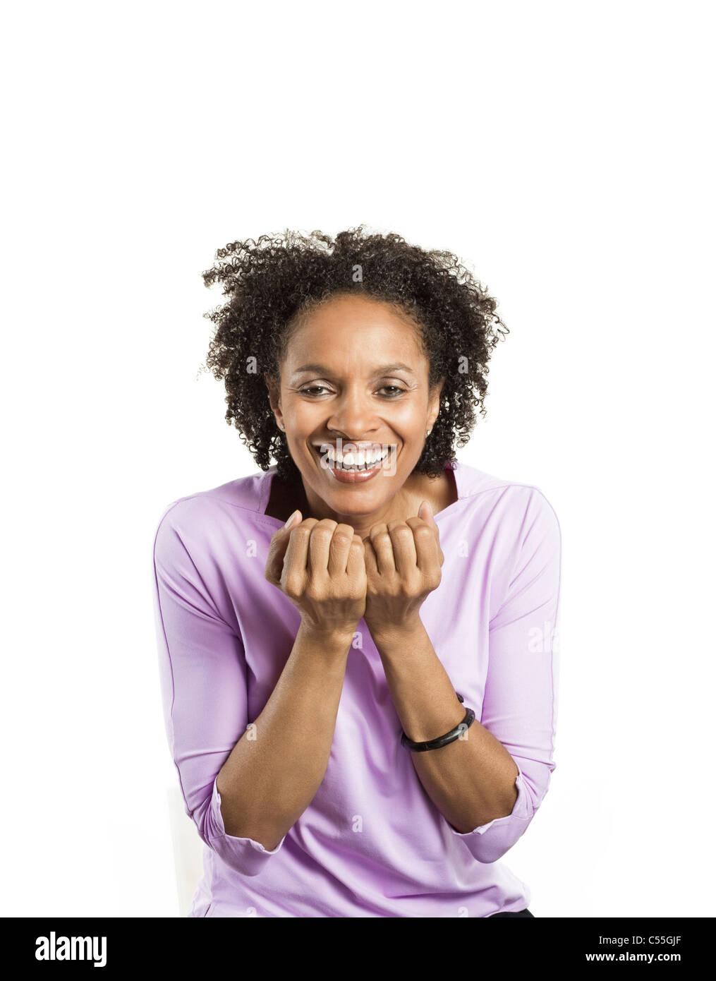 Mid white woman curly hi-res stock photography and images - Alamy