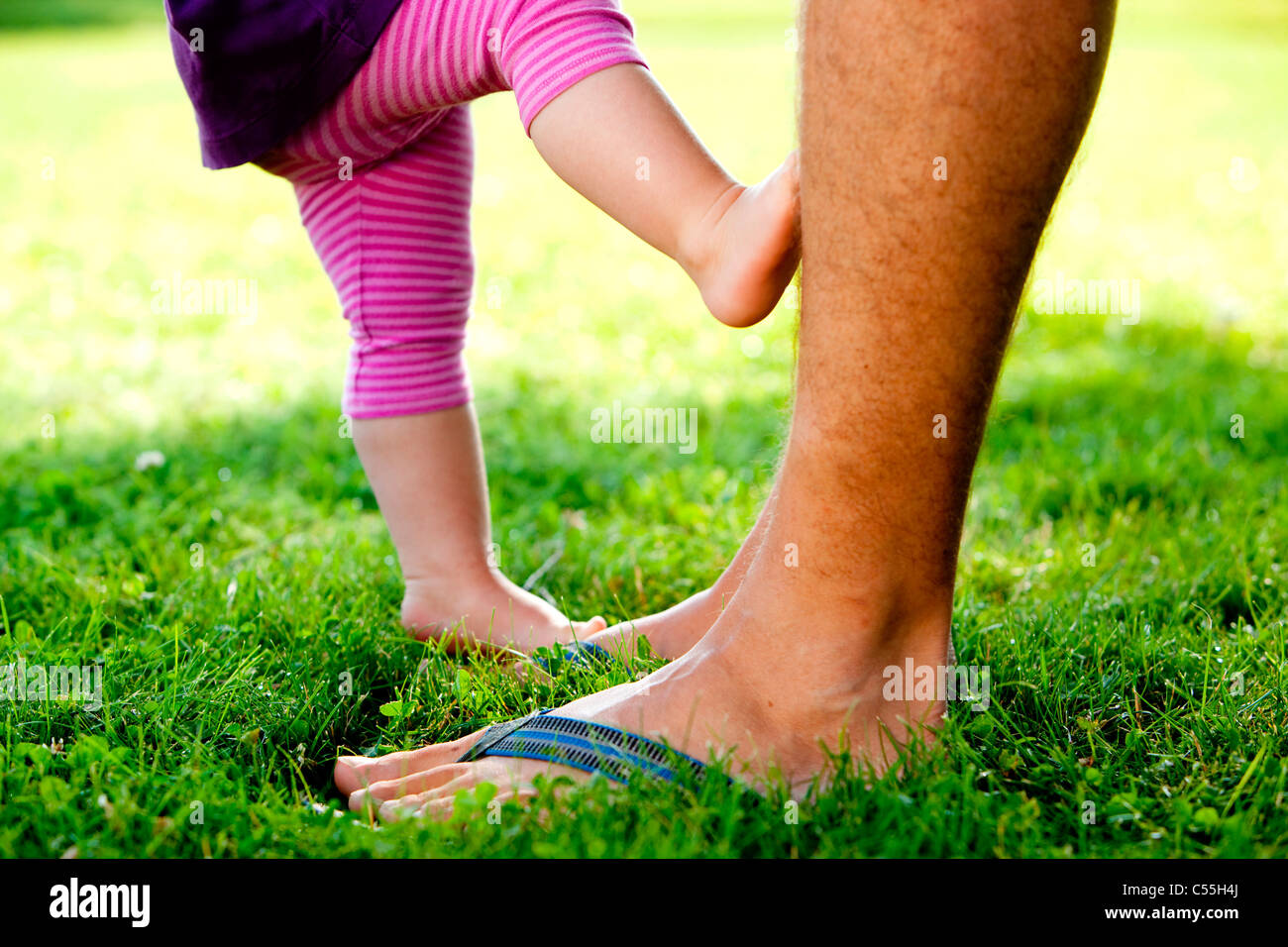 Man with his daughter in a park, Traverse City, Grand Traverse County, Michigan, USA Stock Photo