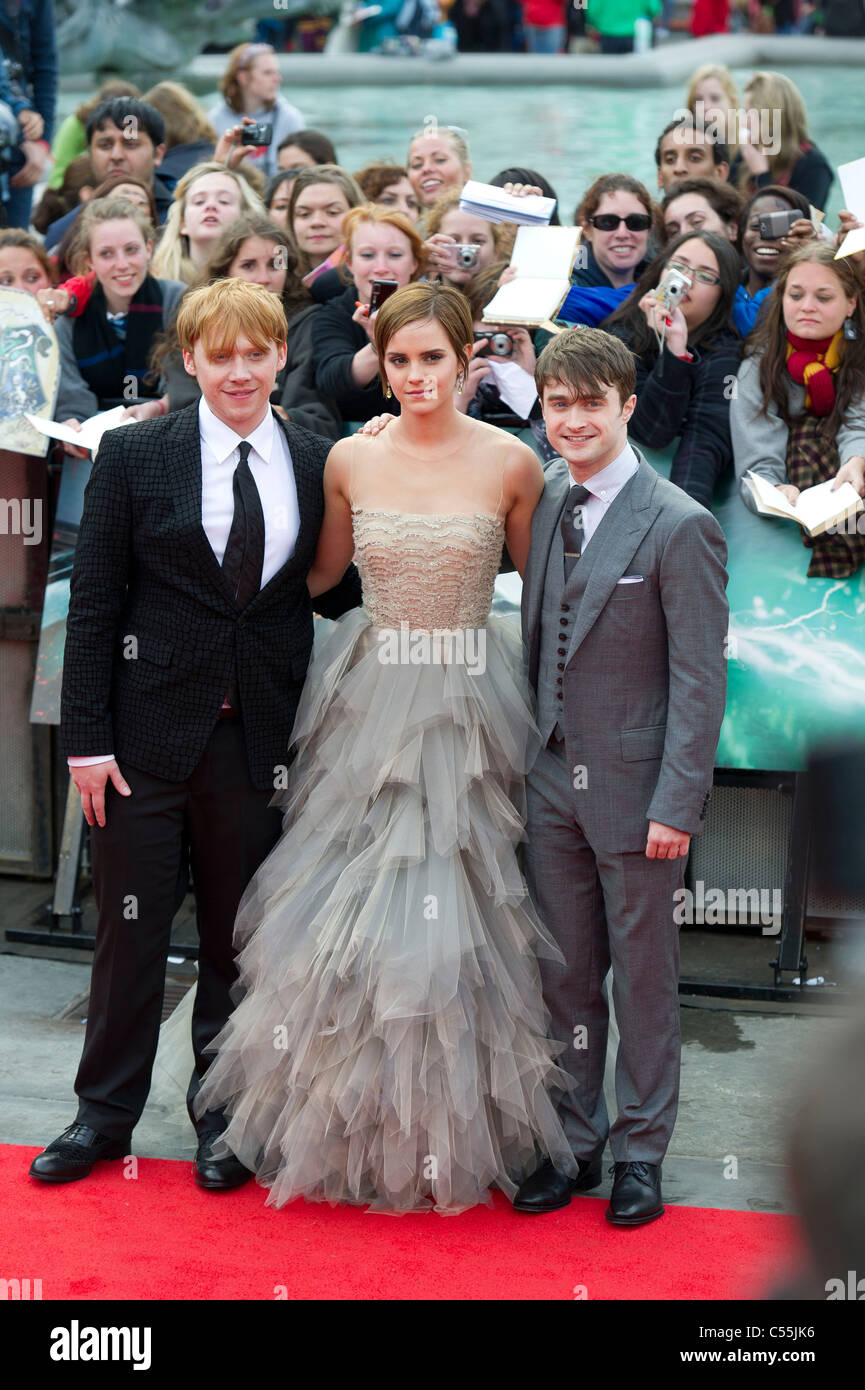 Harry Potter And The Deathly Hallows Part 2 World Film Premiere at Trafalgar Square on July 7, 2011 in London, England. Stock Photo