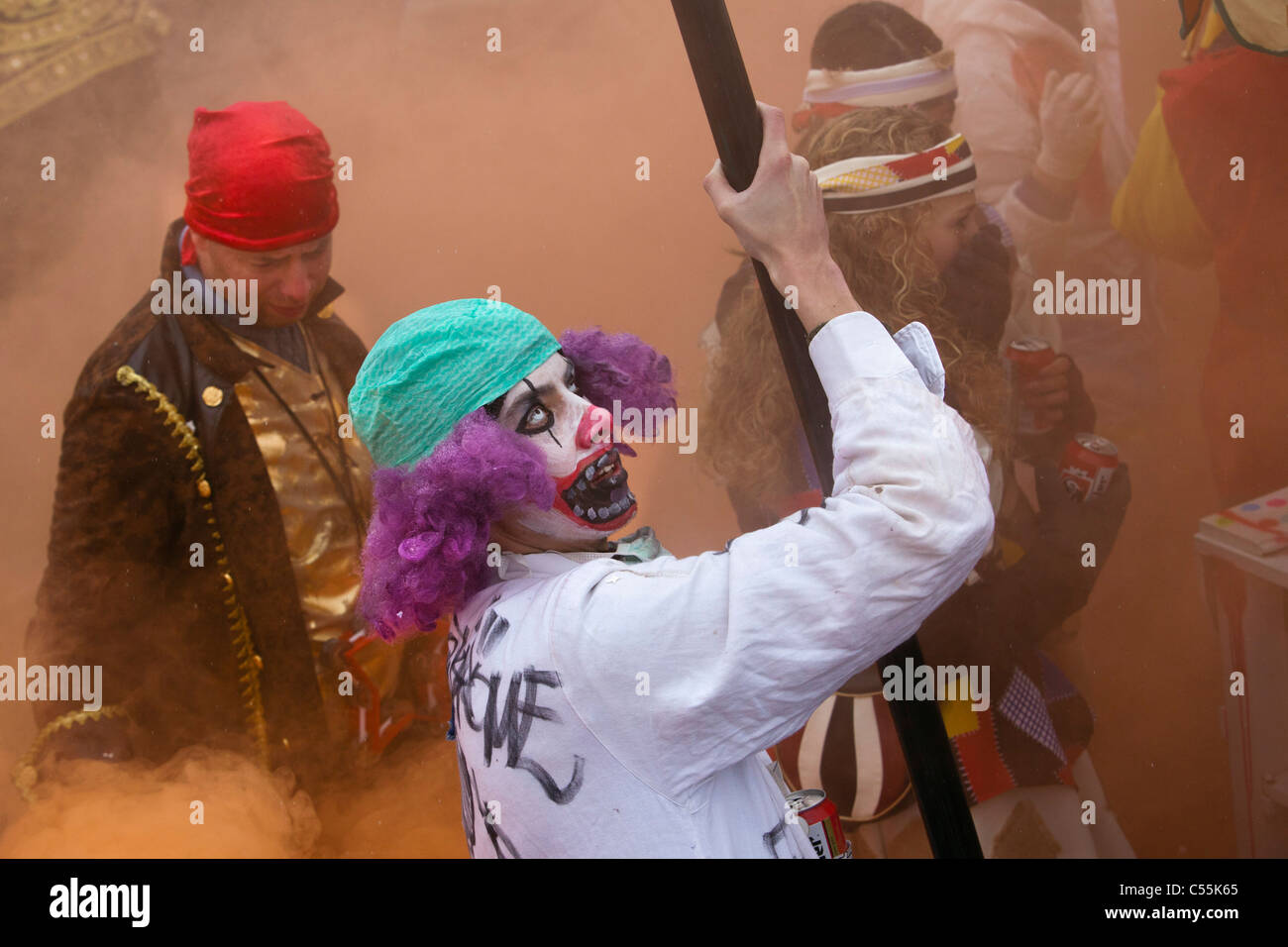 The Netherlands, Maastricht, People enjoying during yearly Carnival festival. Stock Photo