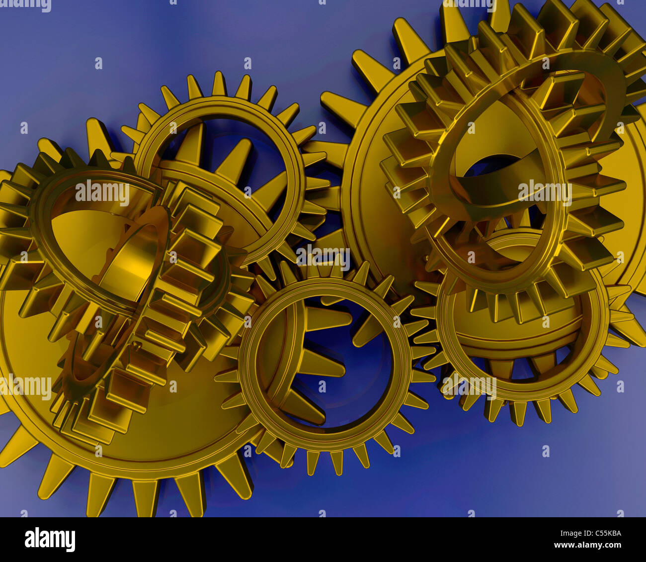 3D render of interlocking gears Stock Photo - Alamy