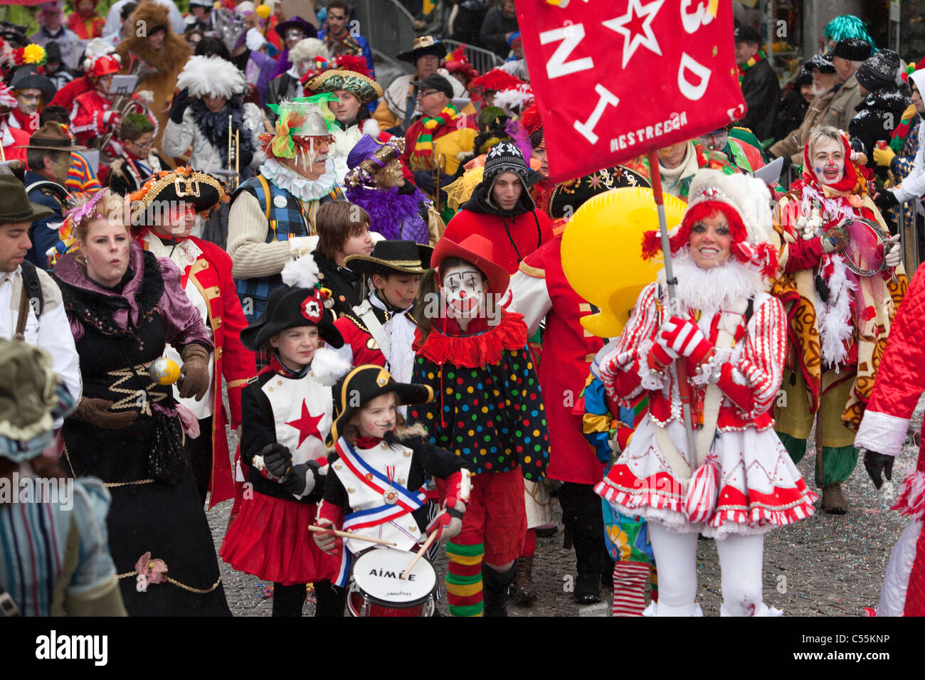 The Netherlands, Maastricht, People enjoying during yearly Carnival festival. Stock Photo