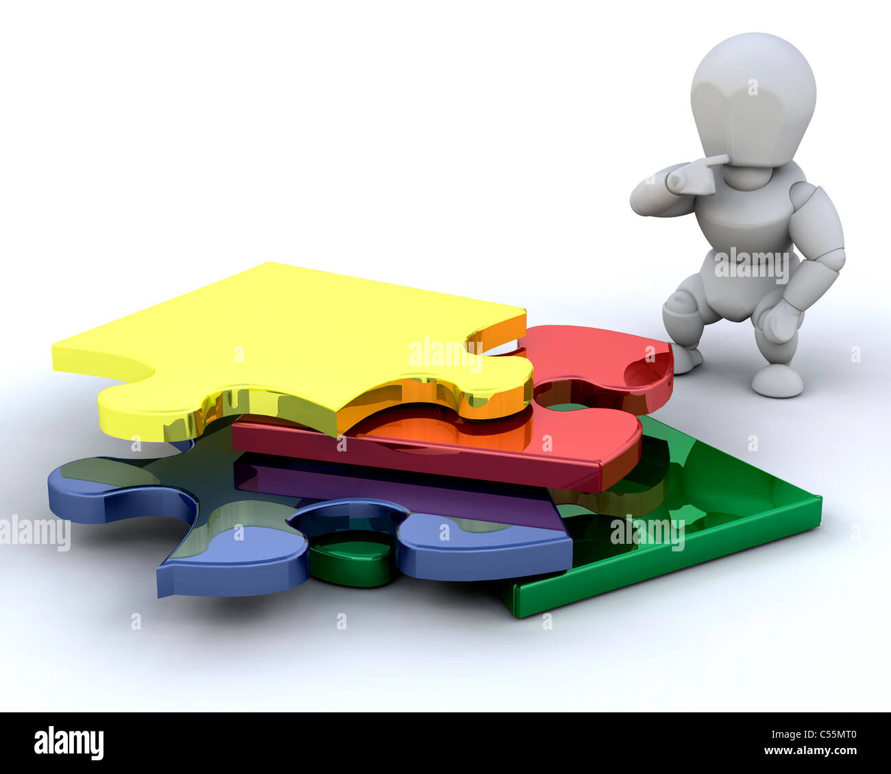 3d render unfinished puzzle hi-res stock photography and images - Alamy
