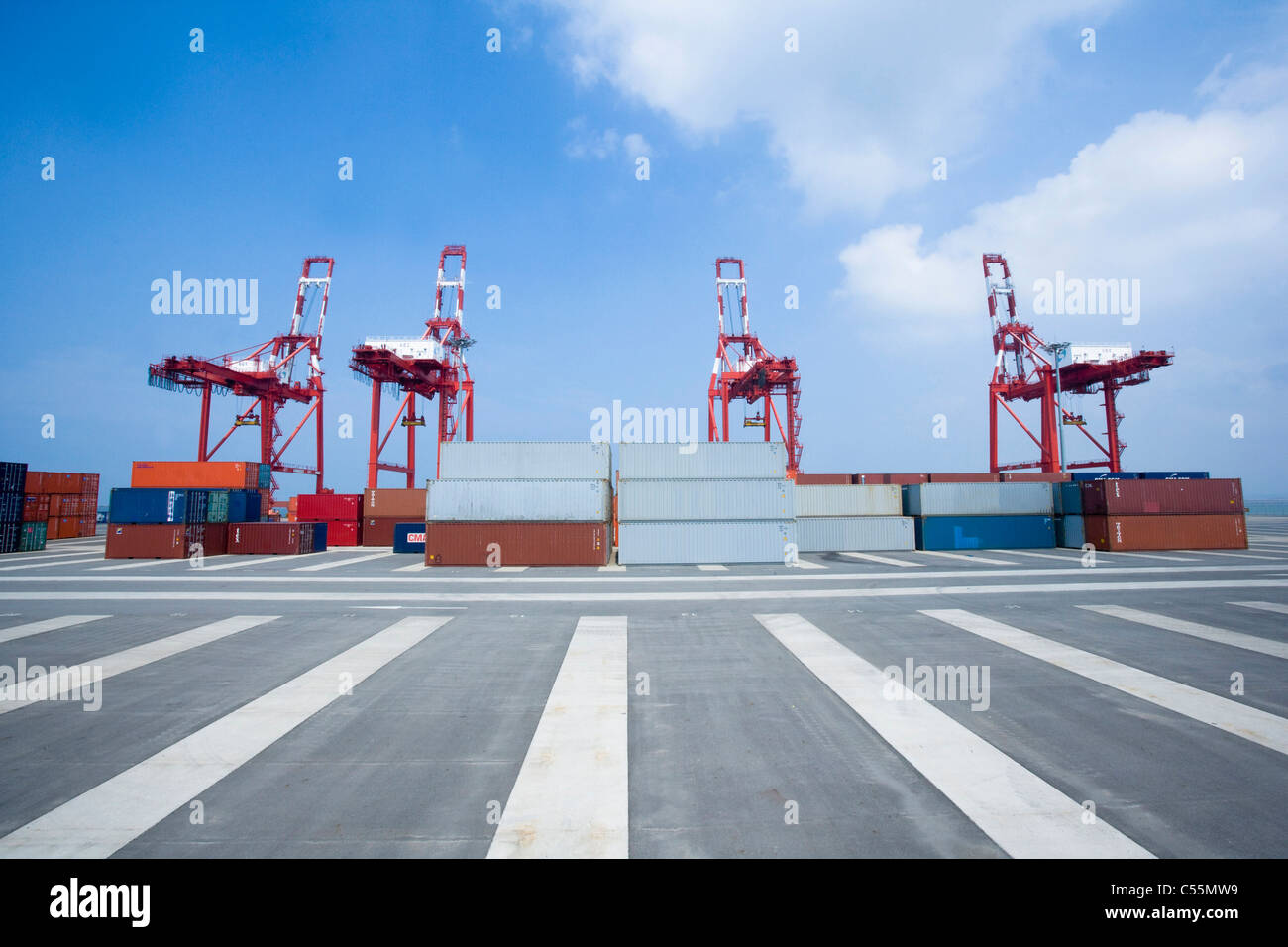 crane lift up container boxes Stock Photo Alamy