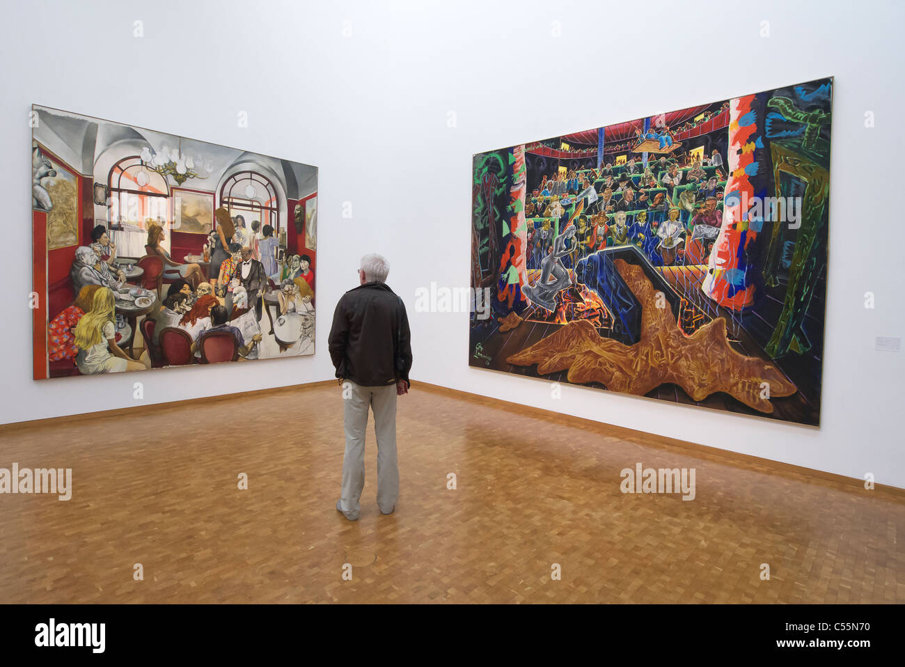 Modern art paintings on display at Museum Ludwig in Cologne Germany