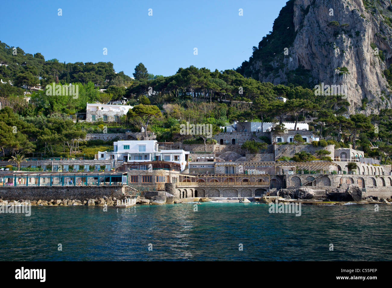 Tourist resort at the coast, Gracie Fields Villa, La Canzone del Mar, Capri, Campania, Italy Stock Photo