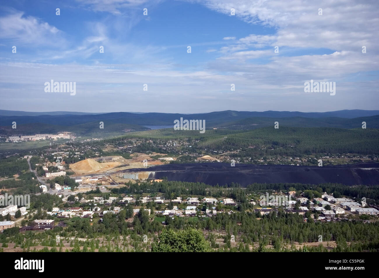 Waste bank (pit refuse heap) near the Karabash Copper Smelting mill in South Ural. Russia. Stock Photo
