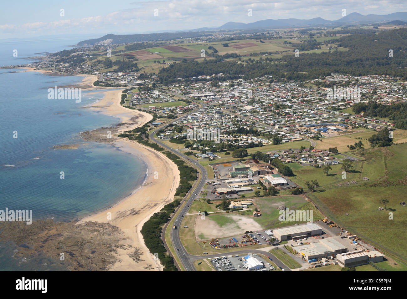 Aerial view of Burnie coastline Tasmania Australia Stock Photo