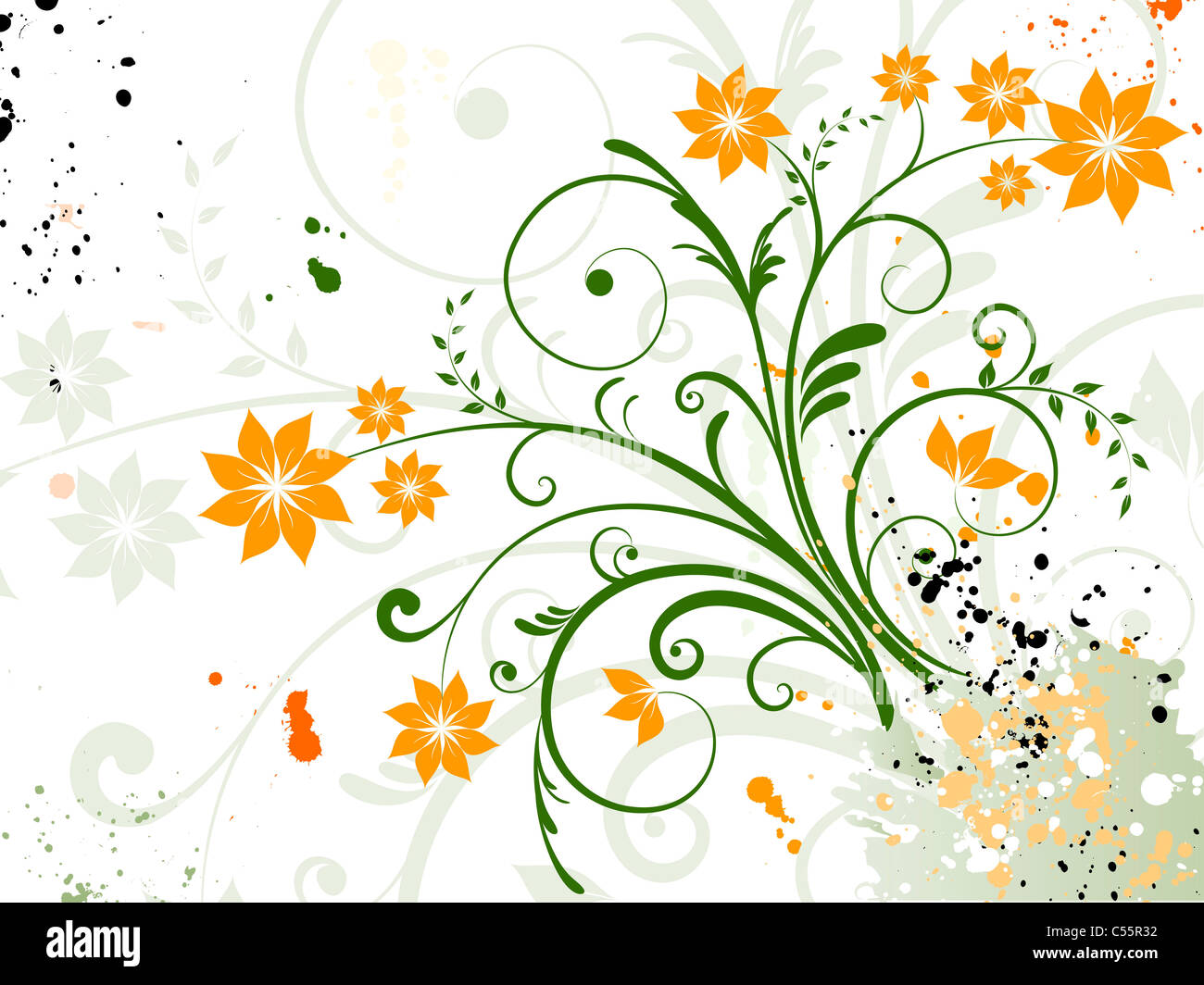 Floral design on grunge background Stock Photo - Alamy