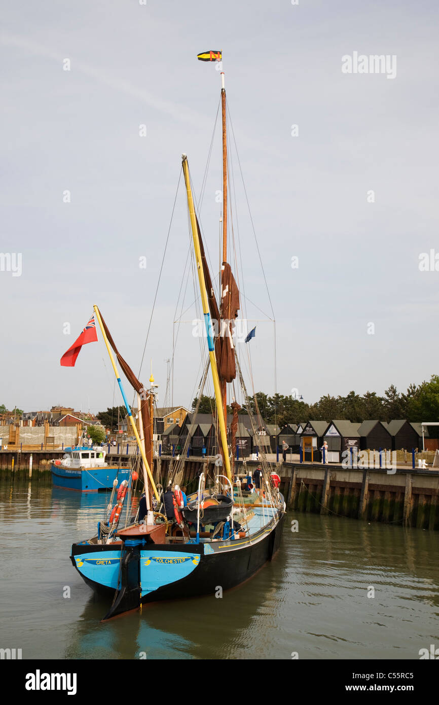 Thames sailing barge Greta in Whitstable harbour, Kent, England Stock