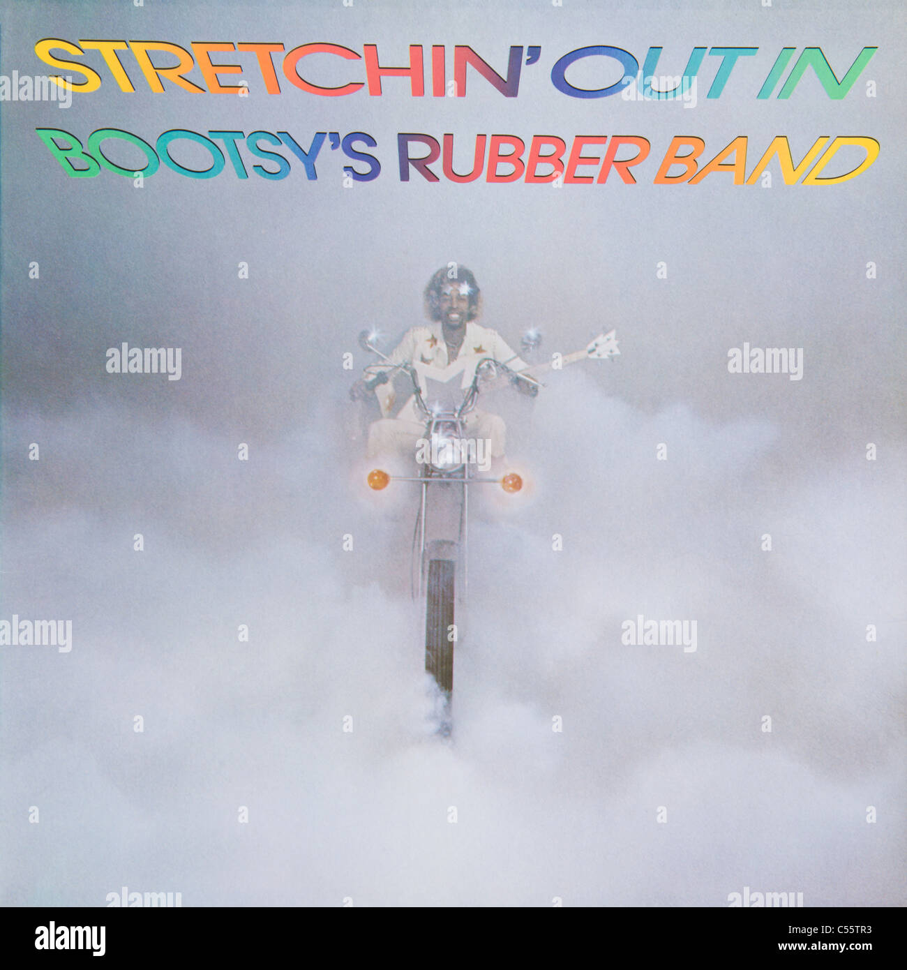 Cover of original vinyl album Stretch' Out In Bootsy's Rubber Band by Bootsy Collins released 1976 on Warner Bros. Records Stock Photo