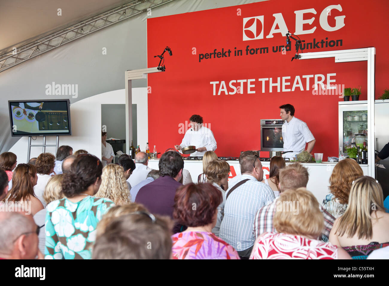 Tom Kitchin, owner/chef of The Kitchin restaurant, doing a cookery
