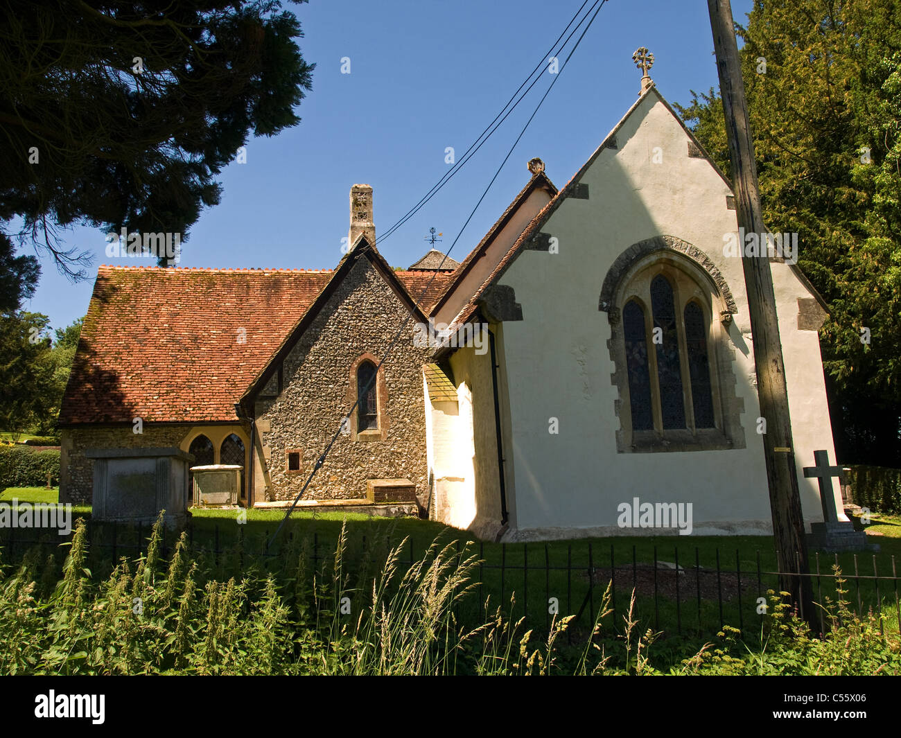 12th century church of St Simon and St Jude Bramdean Hampshire England UK Stock Photo