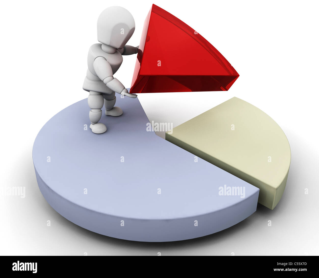 3D render of someone with a pie chart Stock Photo - Alamy