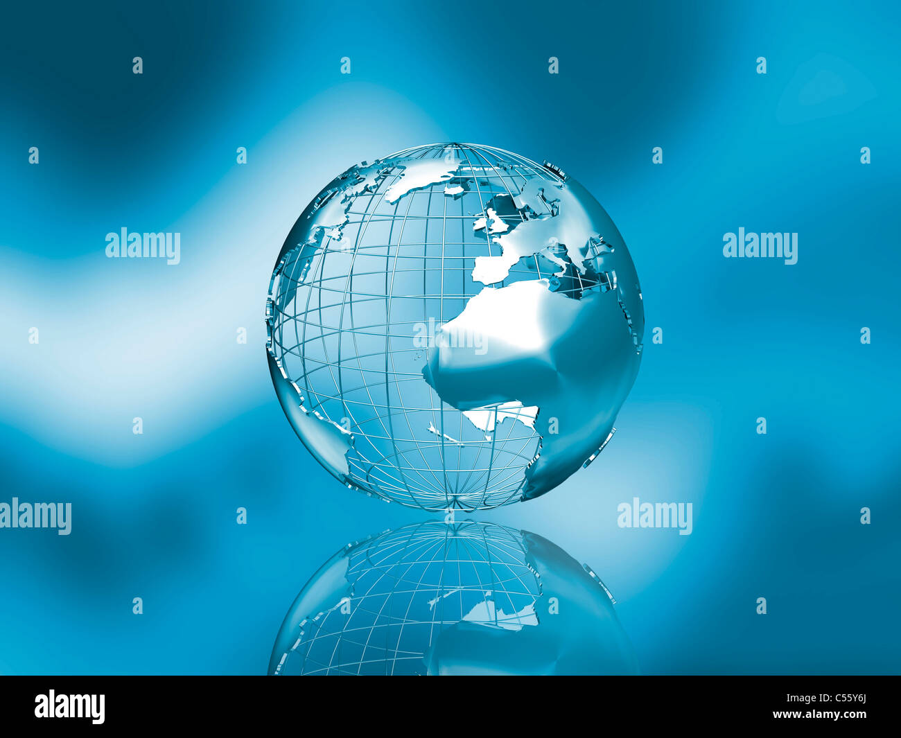 Wireframe globe on abstract background Stock Photo