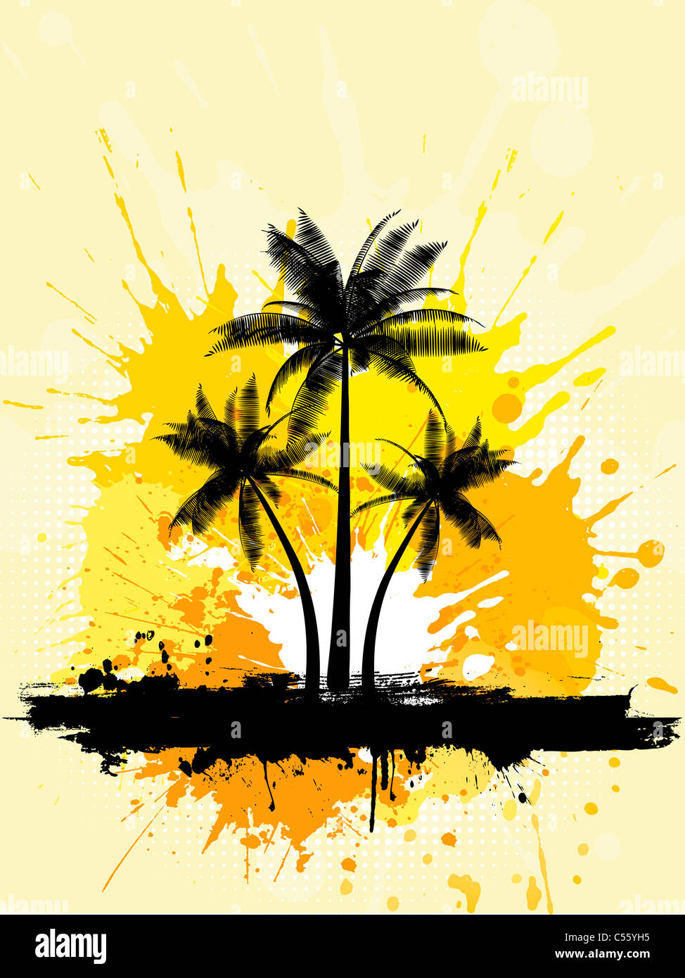 Grunge style palm trees background Stock Photo - Alamy