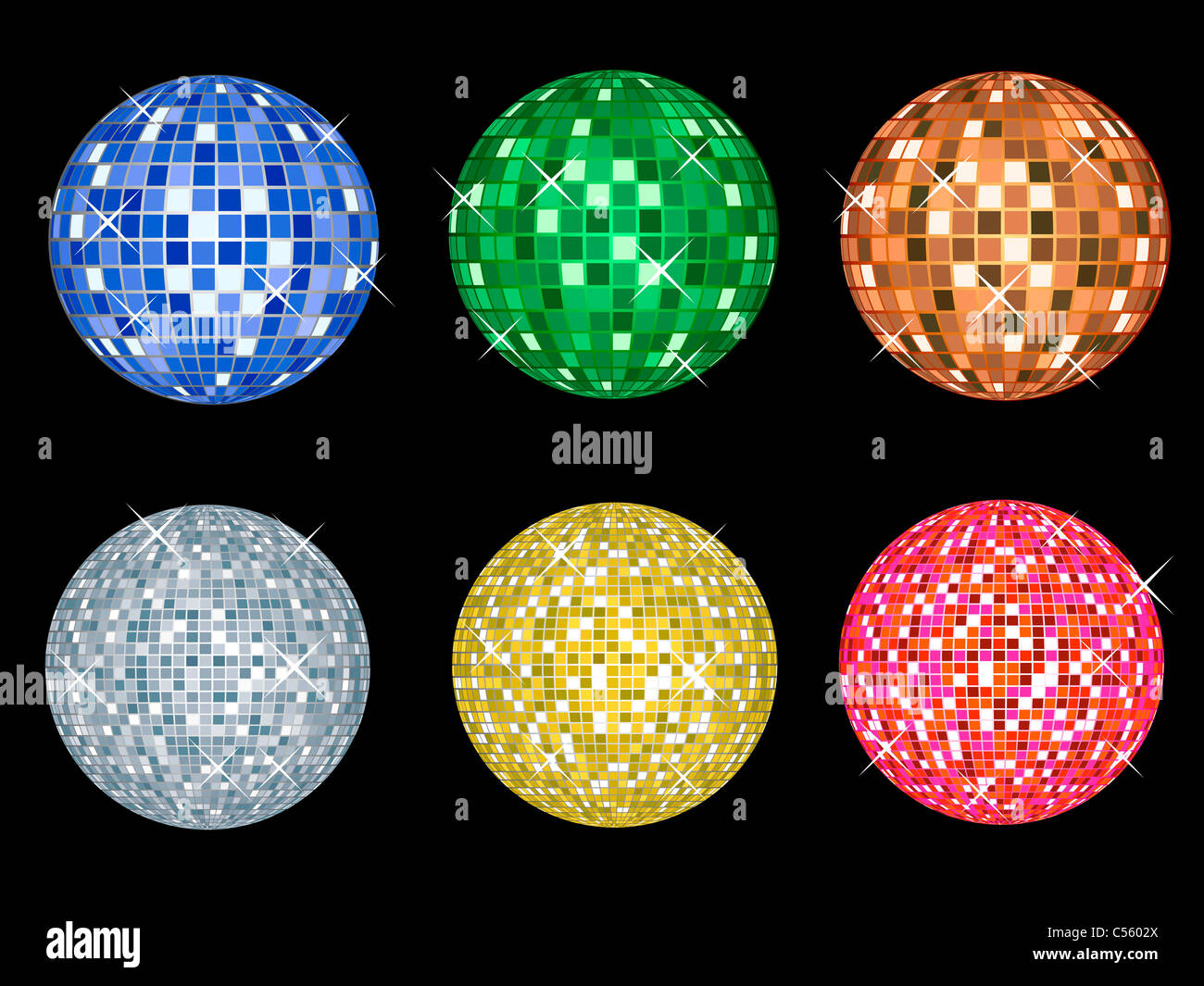Various coloured shiny disco balls Stock Photo Alamy