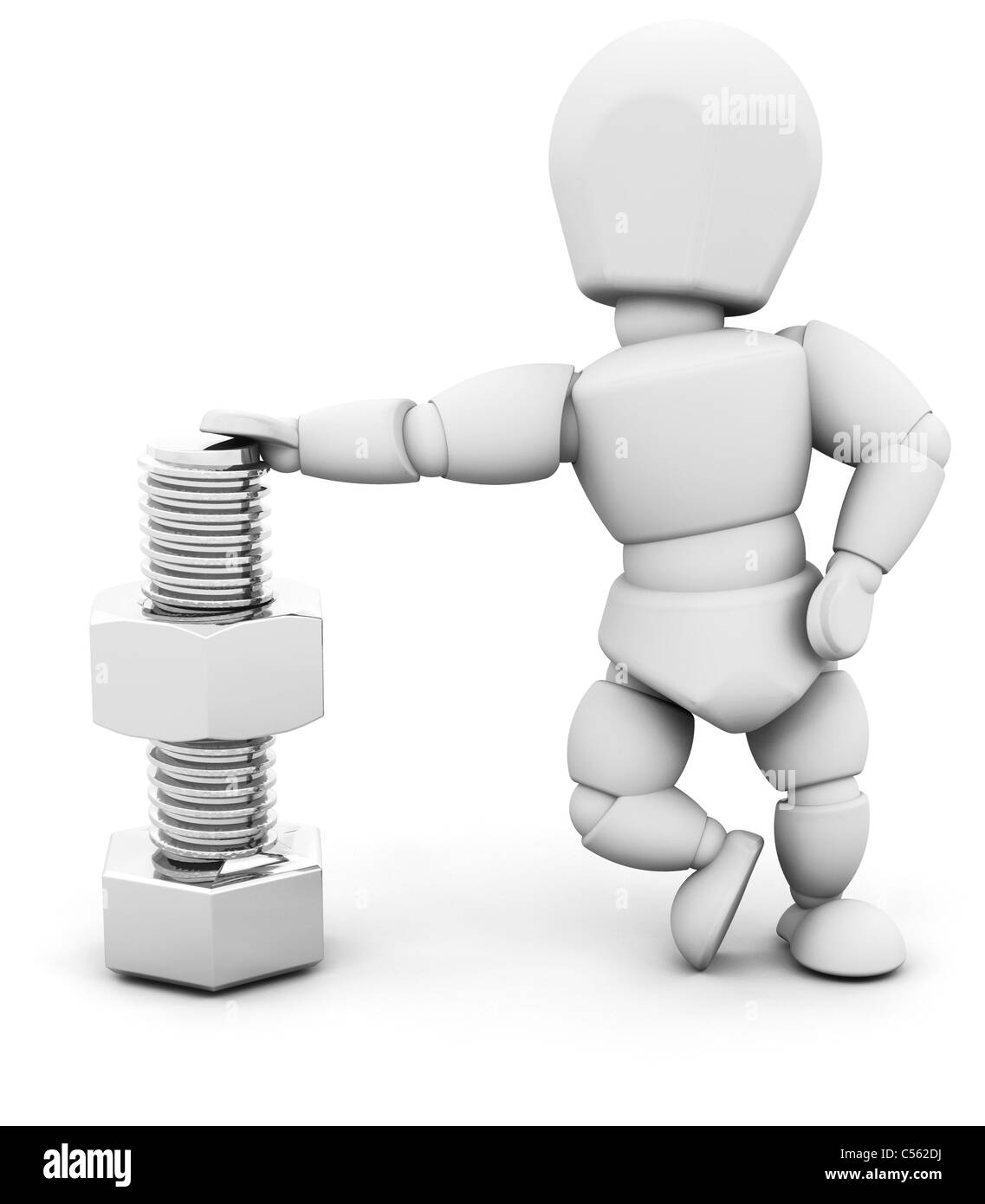 3D render of someone with a nut and bolt Stock Photo Alamy