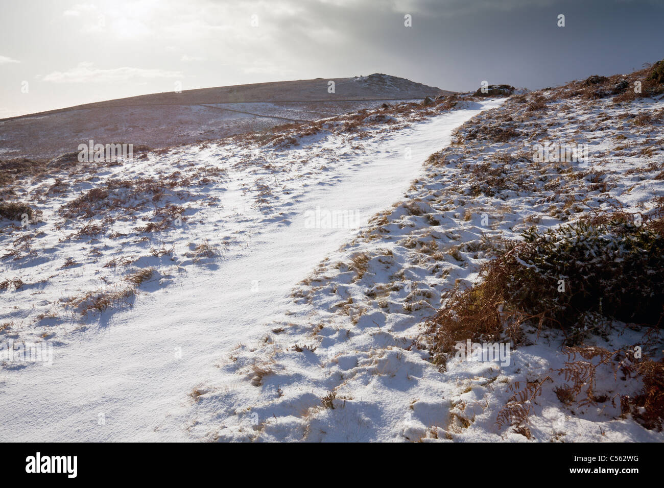 Dartmoor in Snow near Saddle Tor, Devon, England, UK Stock Photo