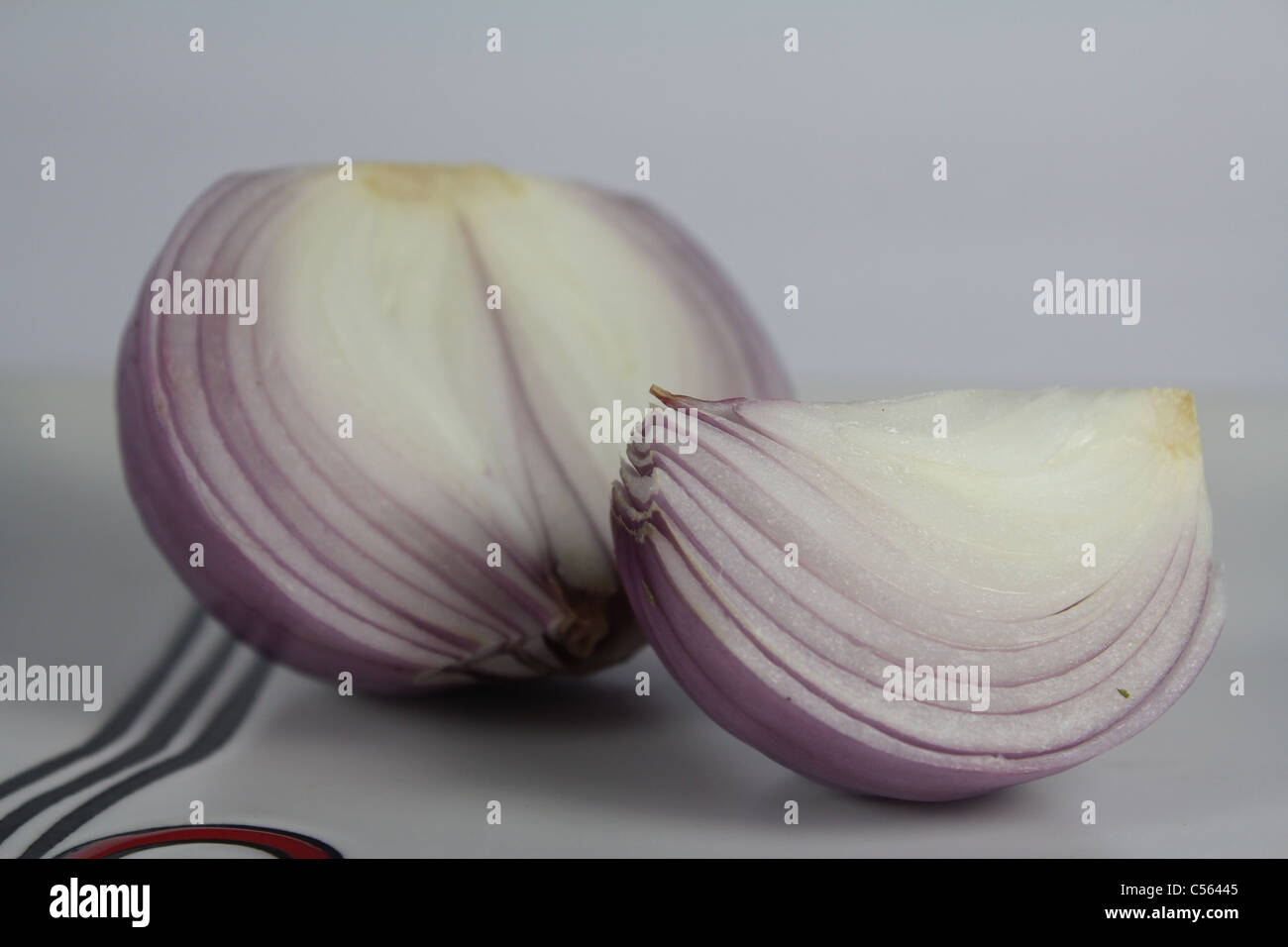 Onion slices pieces on a platter Stock Photo