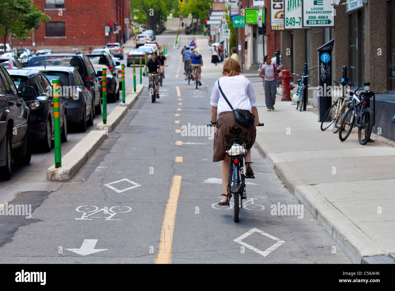 Bicycle path in Montreal, Canada Stock Photo