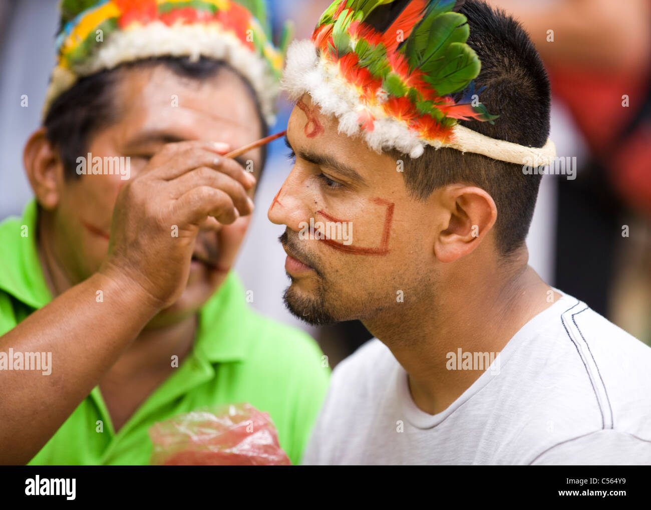 Indigenous Colombian face painting Stock Photo