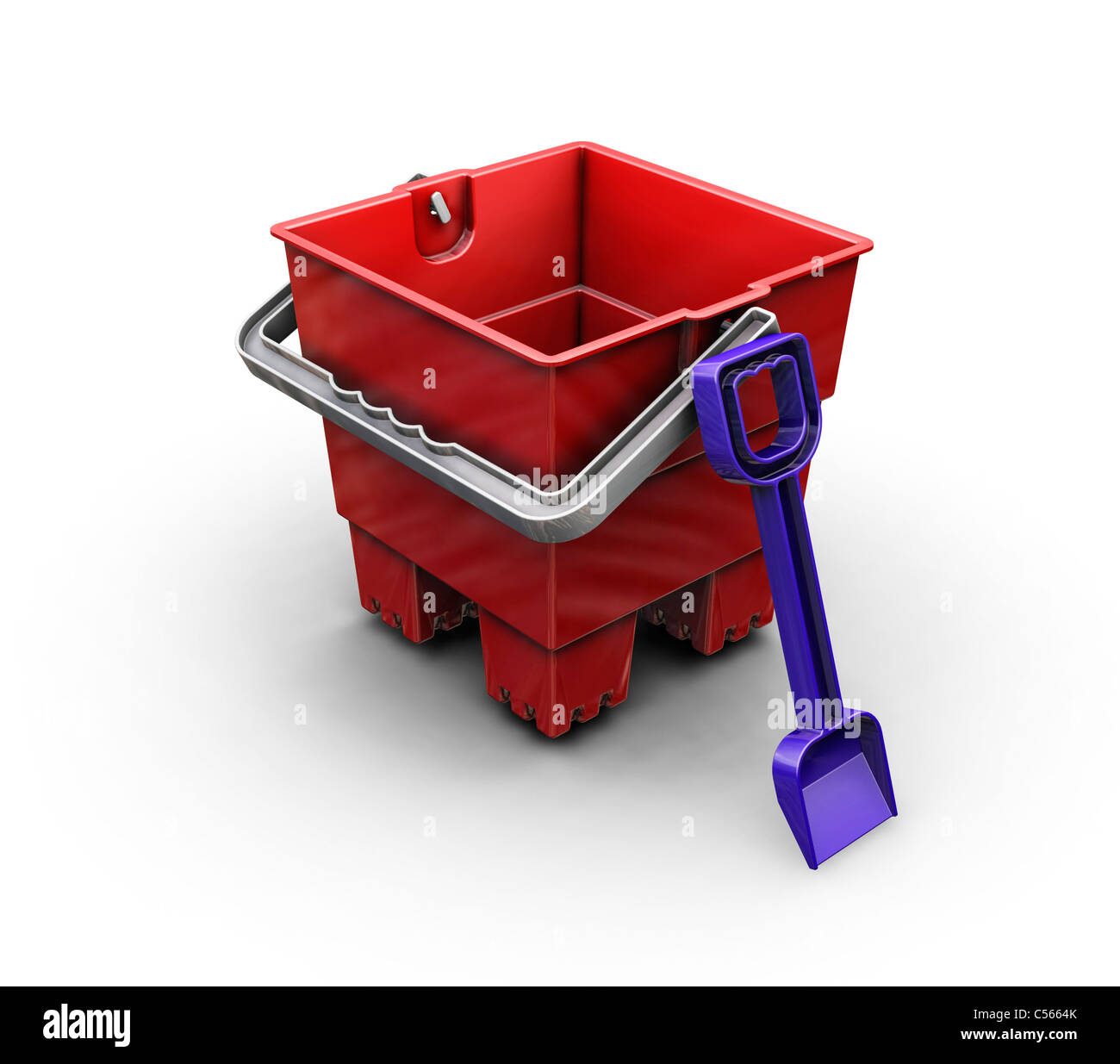 3D render of a bucket and spade Stock Photo Alamy