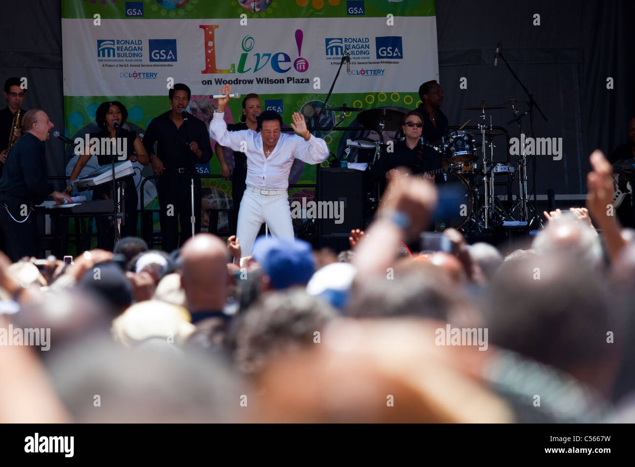 Smokey Robinson performing at a free summer event in Washington DC Stock Photo