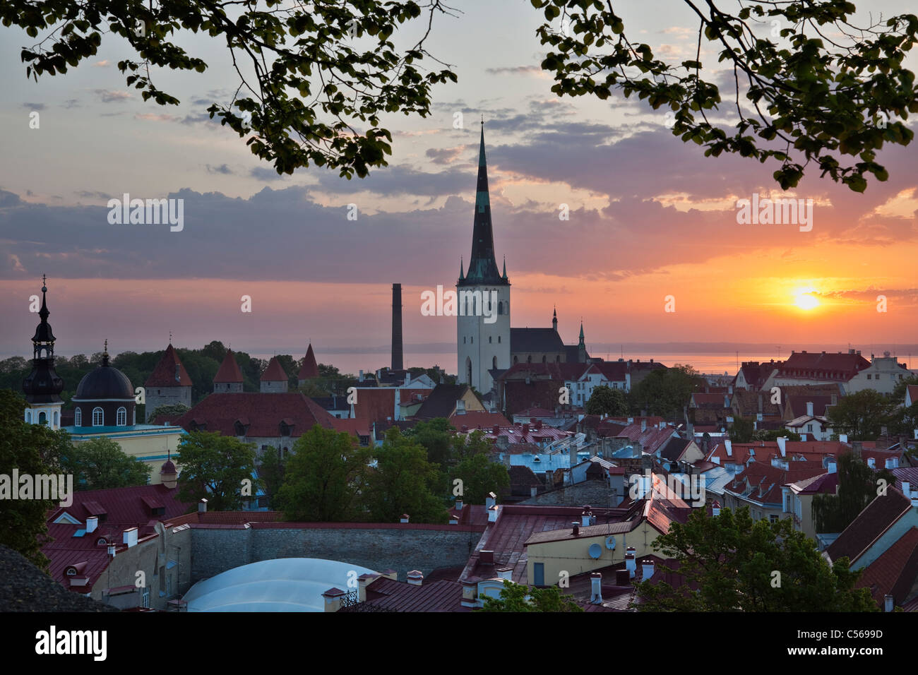 A view to sunrise over Tallinn old town in the morning Stock Photo - Alamy