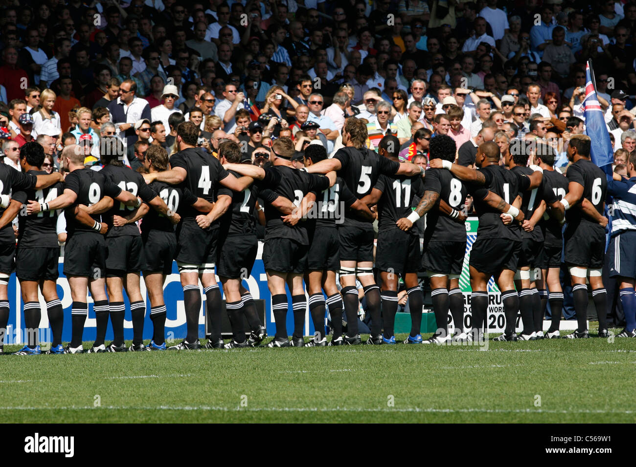 All Blacks / Haka Rugby World Cup 2007 New Zealand v Portugal Stade de Gerland / Lyon/ France 15.09.07 Stock Photo