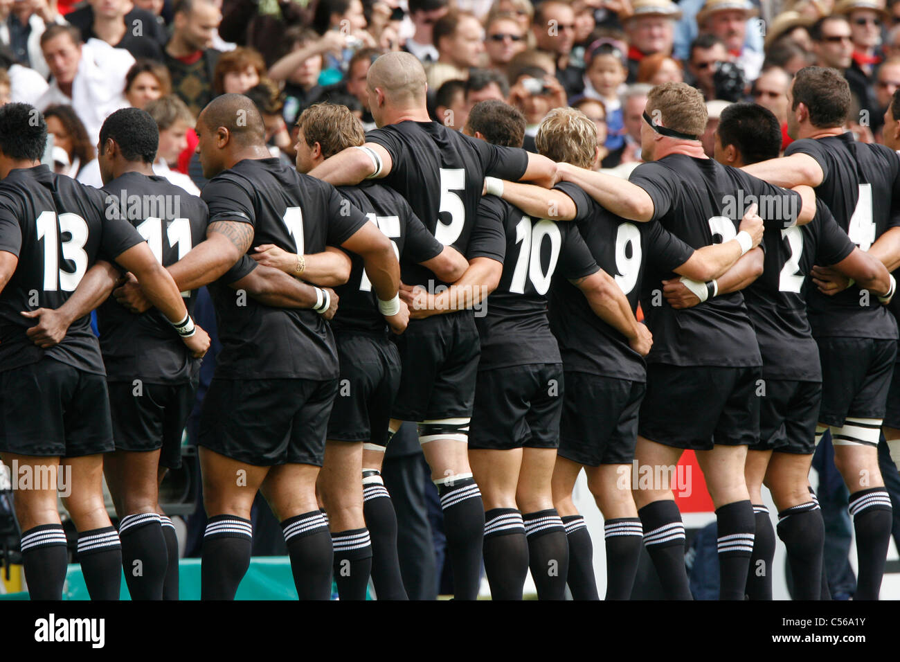 All Blacks ruby team from New Zealand before the match Stock Photo
