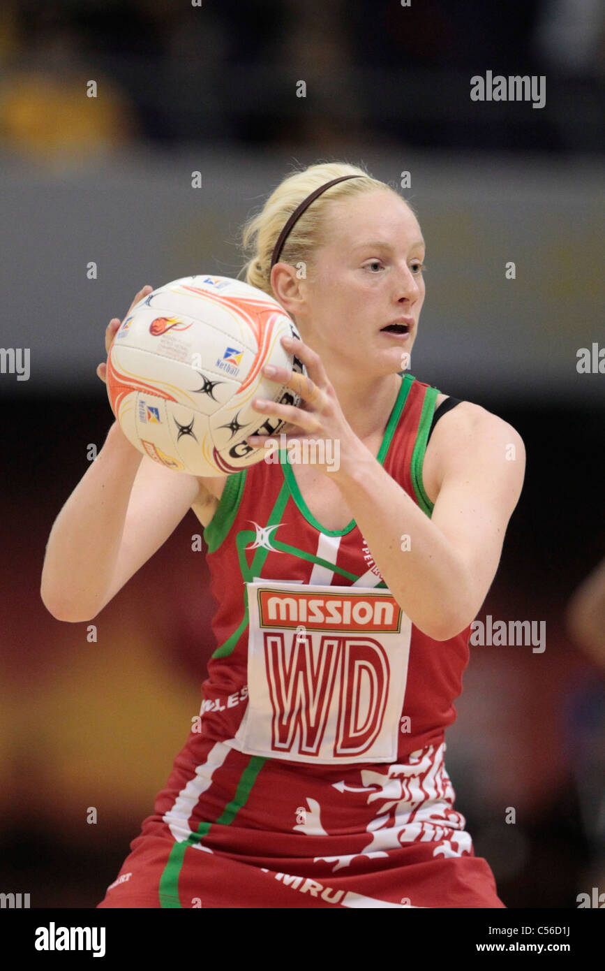 09.07.2011 Stephanie Williams of Wales in action during the 9th place playoffs between Wales and Fiji, Mission Foods World Netball Championships 2011 from the Singapore Indoor Stadium in Singapore. Stock Photo