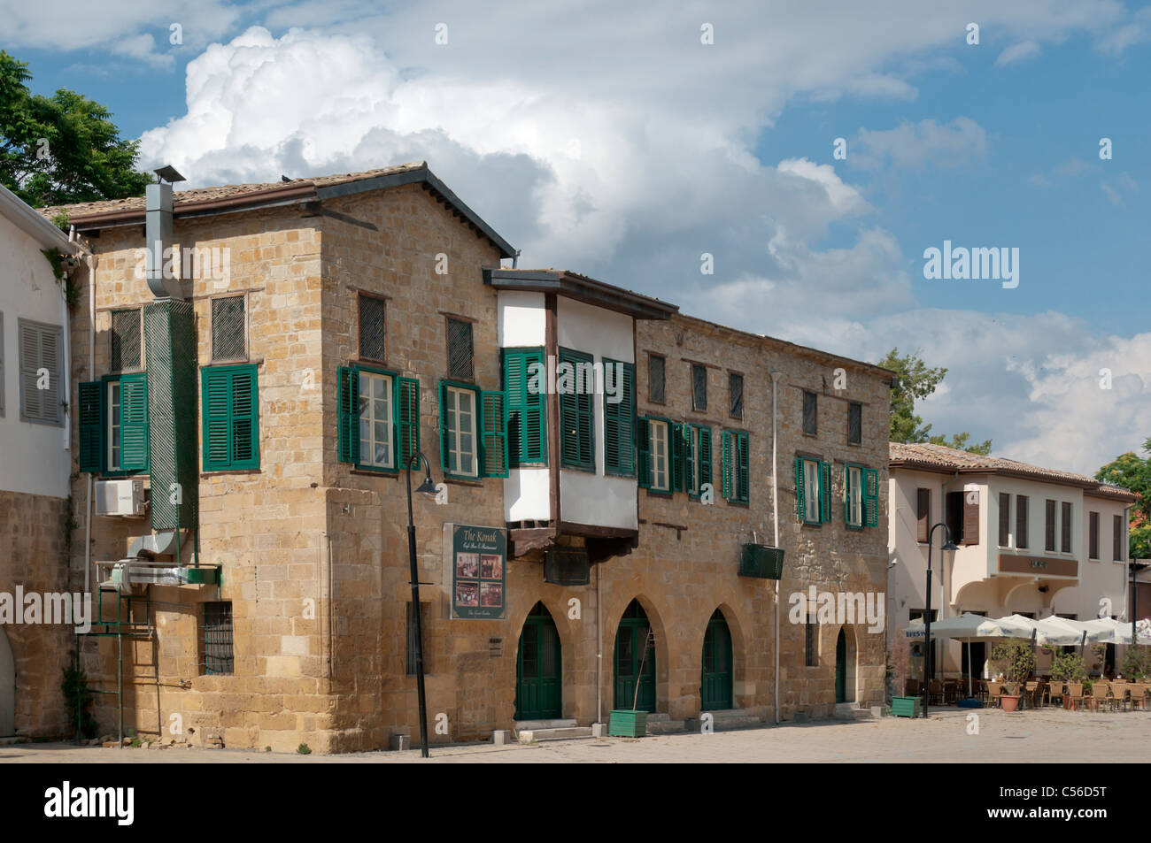 Old Turkish architecture with bays at the houses in the streets of old