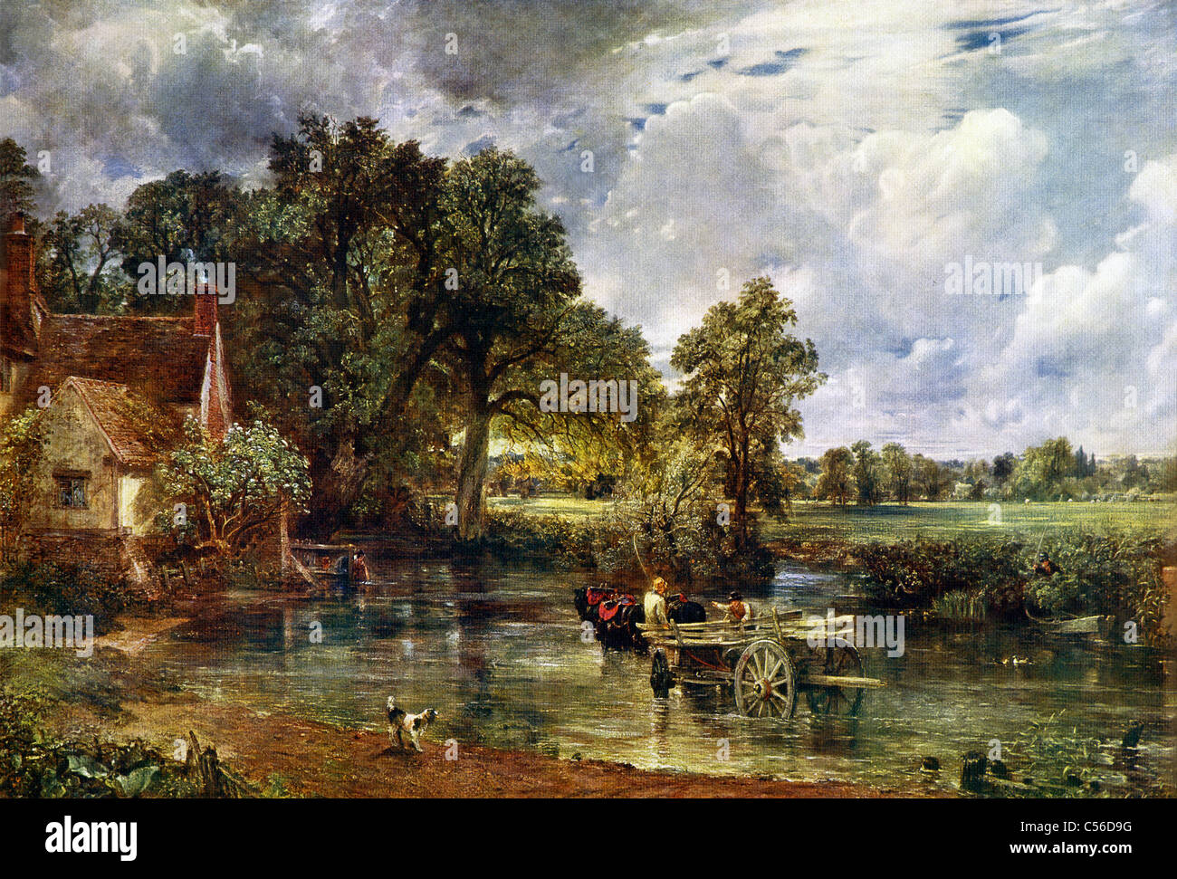 English painter John Constable (1776-1837) completed The Hay-Wain in 1821. It shows a haywain in Suffolk. Stock Photo