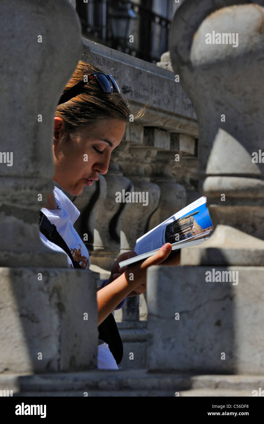 Woman Reading A Guide Cathedral guide hi-res stock photography and images - Alamy