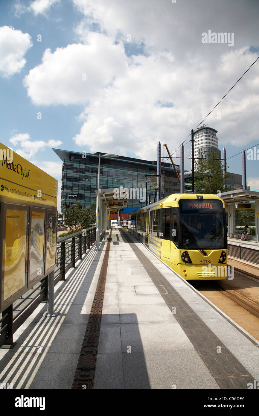Metrolink tram station in MediaCityUK Salford Quays Manchester UK Stock ...