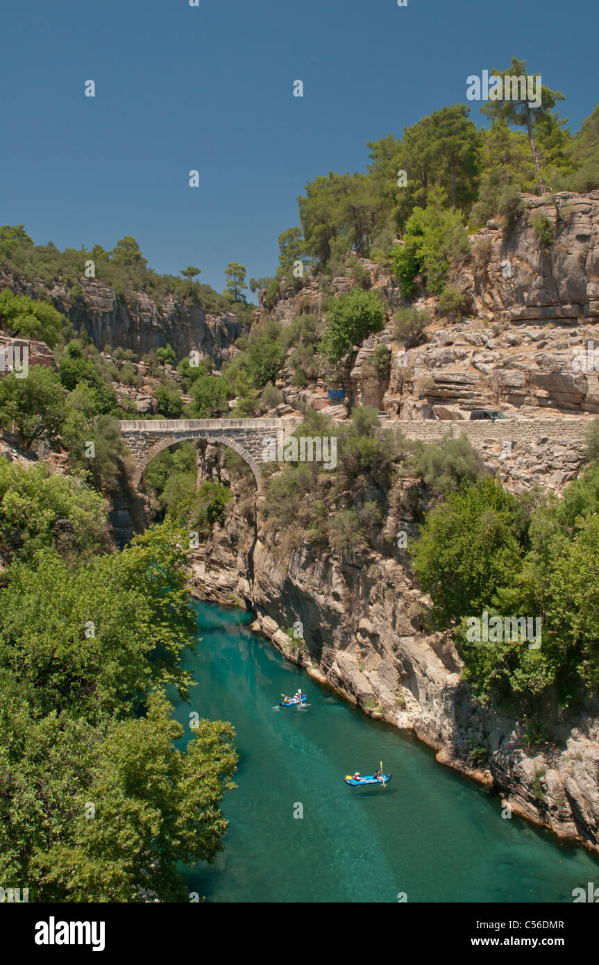 The Eurymedon valley near Selge, spanned by the intact Roman bridge,Antalya,Turkey Stock Photo