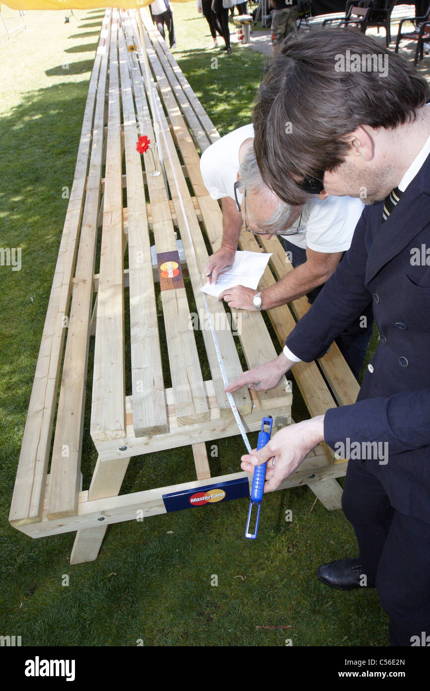 A specially built 90 meter picnic table outside City Hall in London is