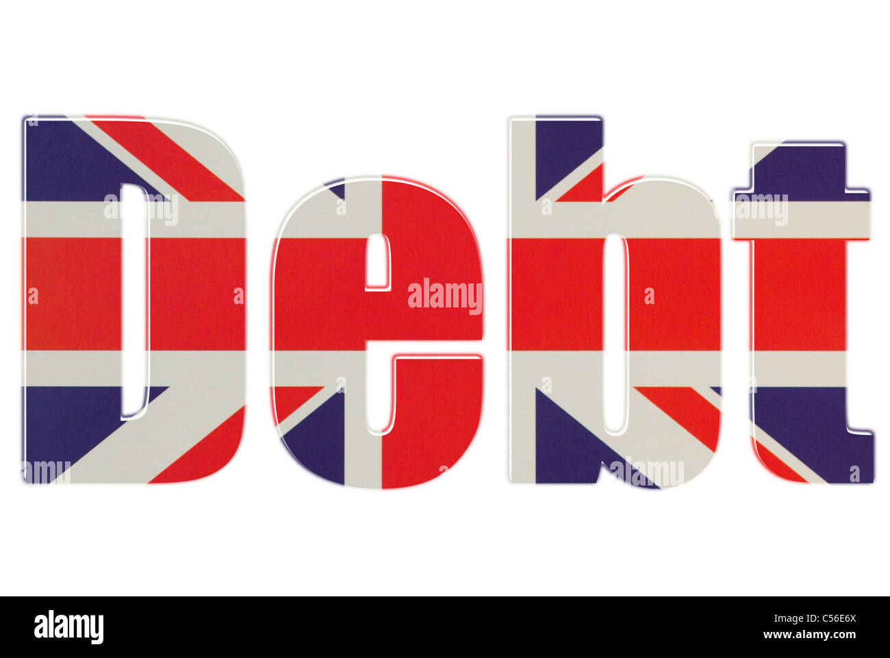 The word Debt against a Union Jack background Stock Photo - Alamy