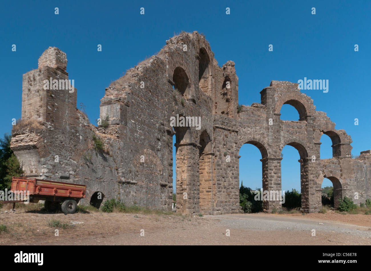 Aspendos Roman acquaduct, Serik,Antalya,Turkey Stock Photo