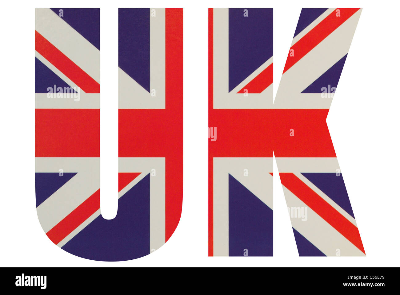 The abbreviation UK (United Kingdom) against a Union Jack background. Stock Photo
