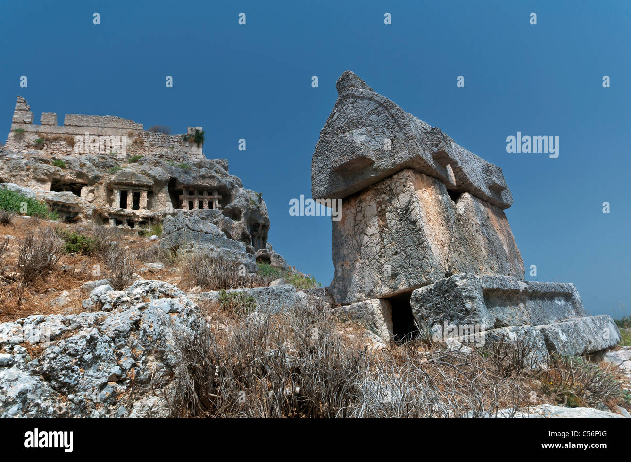 Tlos is known to have been one of the most important religious centers of the Lycian region in Antalya province of Turkey Stock Photo