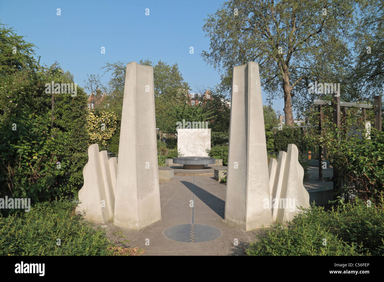 Entrance to the Tibetan Peace Garden (unveiled May 1999) in the grounds of the Imperial War Museum, London. Stock Photo
