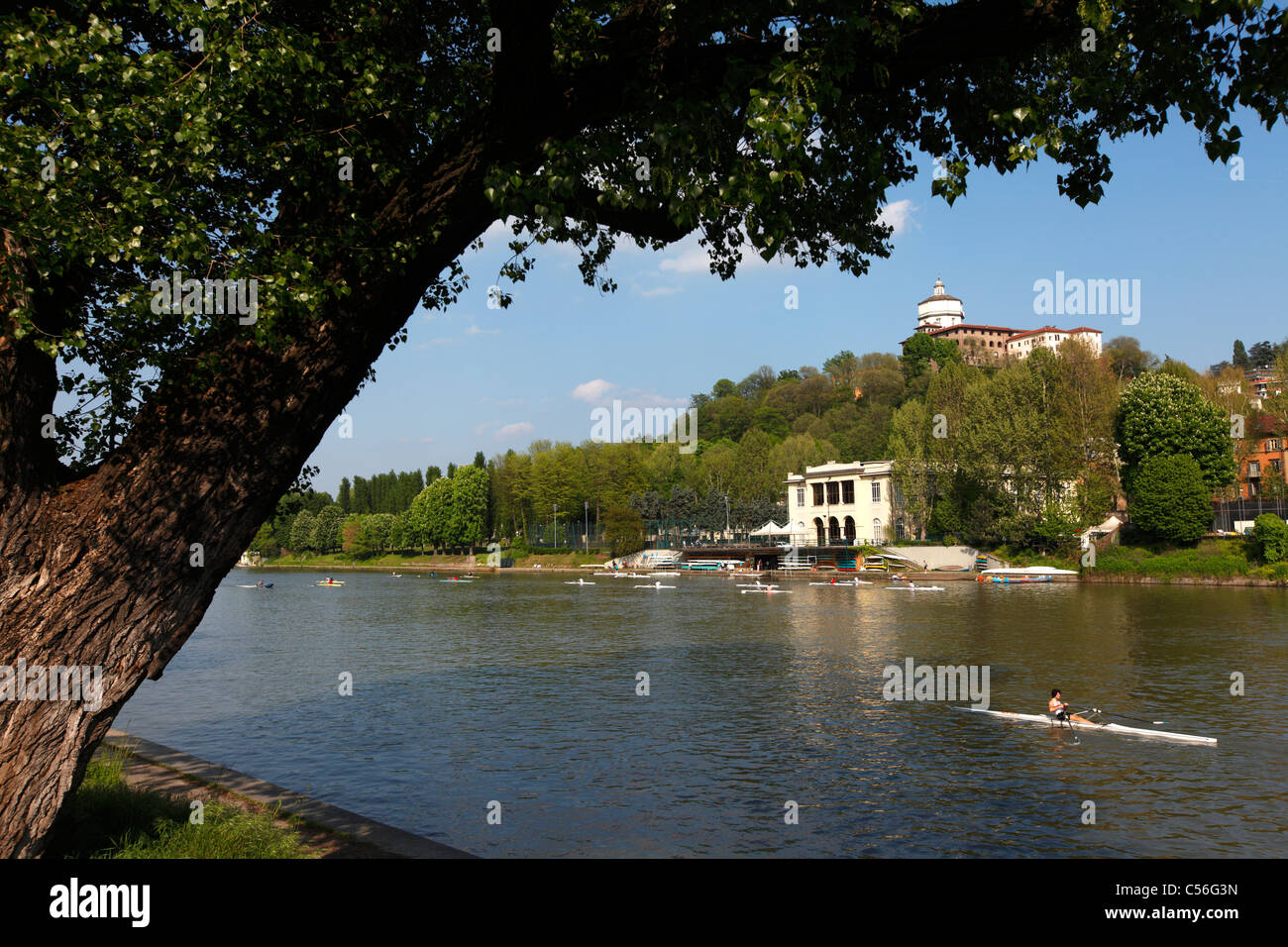 Rowing over the Po river, Turin, Italy, Europe Stock Photo