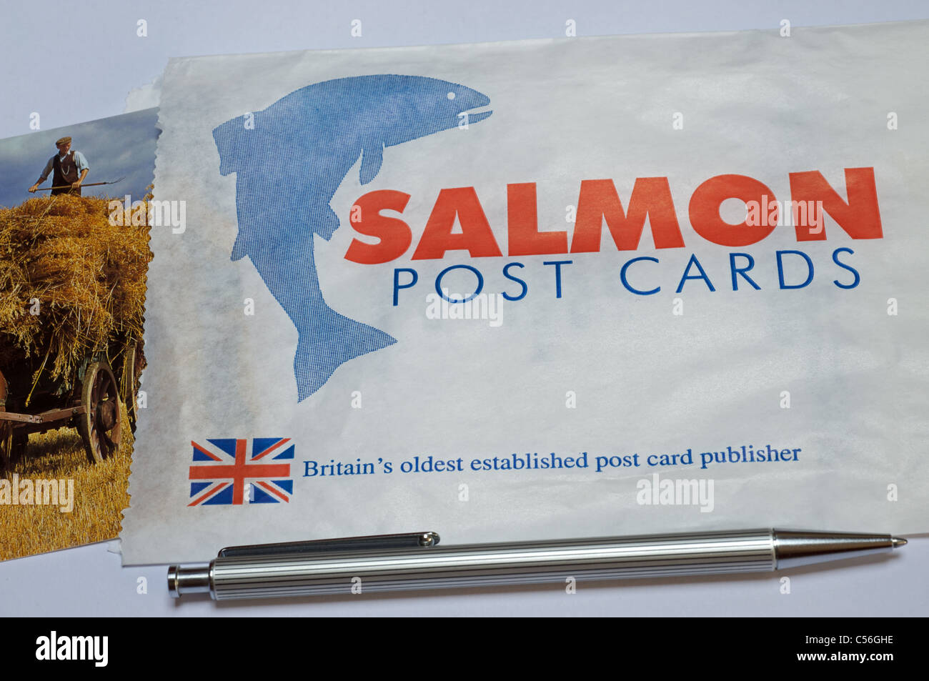 Salmon post cards, Britian's oldest post card publisher Stock Photo